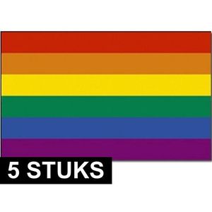 5x Regenboog vlaggen 90 x 150 cm  - Gaypride vlag