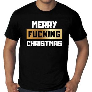 Grote maten fout Kerst t-shirt - Merry Fucking Christmas - zwart voor heren - kerstkleding / kerst outfit