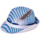 Blauw/wit Beieren hoedje verkleedaccessoire voor volwassenen - Oktoberfest/bierfeest feesthoeden - Alpenhoedje/jagershoedje