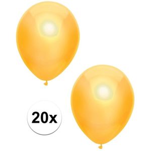20x Gele metallic ballonnen 30 cm - Feestversiering/decoratie ballonnen geel