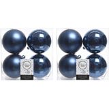 32x Donkerblauwe kunststof kerstballen 10 cm - Mat/glans - Onbreekbare plastic kerstballen - Kerstboomversiering donkerblauw