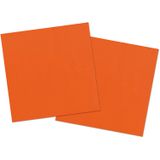 Servetten van papier 33 x 33 cm in het oranje - Uni kleuren thema voor verjaardag of feestje - Inhoud: 80x stuks