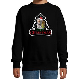 Dieren kersttrui tijger zwart kinderen - Foute tijgers kerstsweater jongen/ meisjes - Kerst outfit dieren liefhebber
