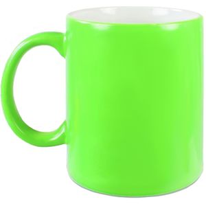 1x neon groene koffie/ thee mokken 330 ml - groen - geschikt voor sublimatie drukken - fluor groene onbedrukte cadeau koffiemok/ theemok