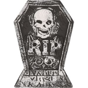 Horror kerkhof decoratie grafsteen RIP met schedel 38 x 27 cm - Halloween feestdecoratie en versiering