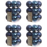 48x Donkerblauwe kunststof kerstballen 6 cm - Mat/glans - Onbreekbare plastic kerstballen - Kerstboomversiering donkerblauw