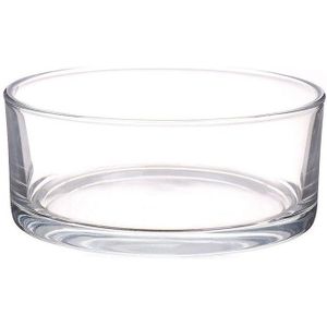 Lage schaal/vaas transparant rond glas 8 x 19 cm - cilindervormig - glazen vazen - woonaccessoires