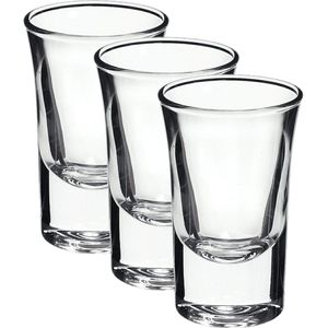 Set van 15x stuks shotglazen/shotglaasjes van glas 57 ml - Borrelglazen - Shotjes