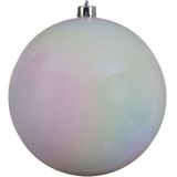 2x Grote parelmoer witte kunststof kerstballen van 20 cm - glans - parelmoer witte kerstballen - Kerstversiering