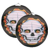 Set van 6x stuks ronde lampion 25 cm doodskop - Halloween trick or treat lampionnen versiering