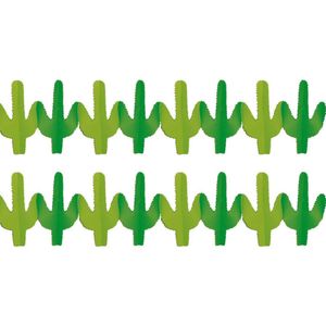 2x stuks mexicaanse Western Cactus thema feest slingers 300 cm - Papier - Brandvertragend