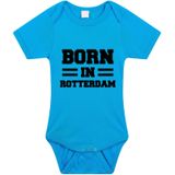 Born in Rotterdam tekst baby rompertje blauw jongens - Kraamcadeau - Rotterdam geboren cadeau