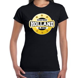 Have fear Holland is here t-shirt zwart voor dames - Nederlands elftal fan shirt / kleding