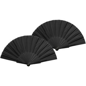 Spaanse handwaaier - 2x - zwart - gerecycled kunststof/polyester - 42 x 23 cm