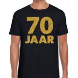 70 jaar goud glitter verjaardag t-shirt zwart heren -  verjaardag / jubileum shirts