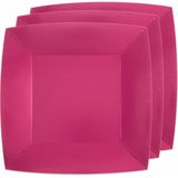 Santex feest/verjaardag servies set - 10x bordjes en bekertjes - fuchsia roze - karton