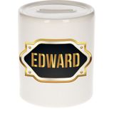 Edward naam cadeau spaarpot met gouden embleem - kado verjaardag/ vaderdag/ pensioen/ geslaagd/ bedankt