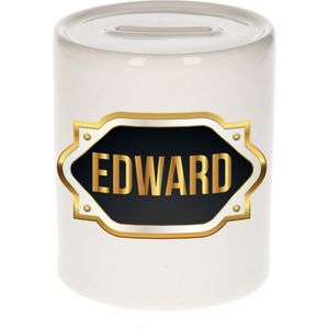 Edward naam cadeau spaarpot met gouden embleem - kado verjaardag/ vaderdag/ pensioen/ geslaagd/ bedankt