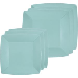 Santex Feest/verjaardag bordjes set - 40x stuks - lichtblauw - 18 cm en 23 cm