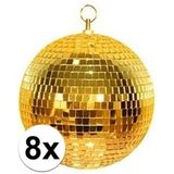8x Disco spiegel ballen goud 30 cm - Discobal - Spiegelbal - Themafeest decoratie
