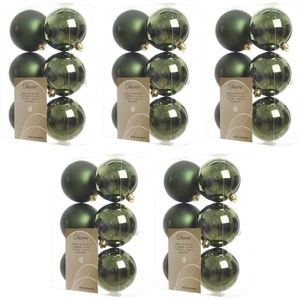 30x Donkergroene kunststof kerstballen 8 cm - Mat/glans - Onbreekbare plastic kerstballen - Kerstboomversiering donkergroen