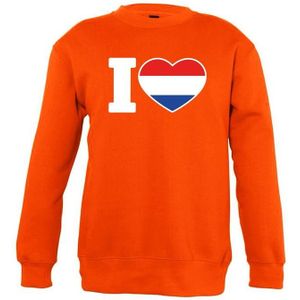 Oranje I love Holland sweater kinderen - Oranje Koningsdag/ supporter kleding