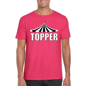 Circus shirt Topper roze met witte letters voor heren