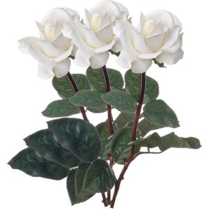 Top Art Kunstbloem roos Caroline - 3x - wit - 70 cm - zijde - kunststof steel - decoratie bloemen
