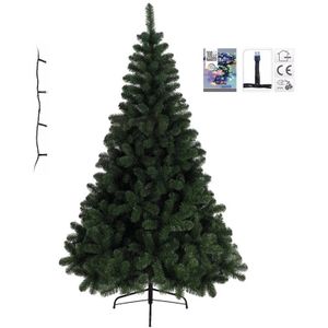 Kunst kerstboom Imperial Pine 120 cm met gekleurde verlichting - Kerstboompje met lampjes - Kerstversiering/decoratie