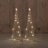 Anna Collection verlichte LED kegel kerstbomen - 2x st - goud - H40 cm - timer