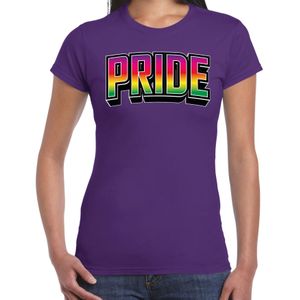 Bellatio Decorations Gay Pride T-shirt voor dames - paars - pride - regenboog - LHBTI