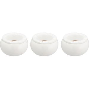 Set van 5x witte terrasasbakken/stormasbakken 11 cm - Buiten asbakken - Tafelaccessoires - Tuin artikelen