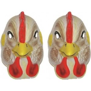 2x stuks plastic kip/kippen dieren verkleed masker voor volwassenen