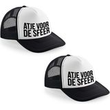 2x stuks atje voor de sfeer snapback cap/ truckers pet voor heren - feest petjes / caps