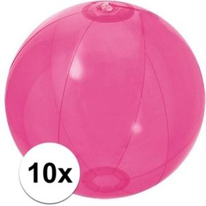 10x Opblaasbare strandbal fel roze 30 cm