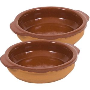 2x Tapas schaaltjes bruin/ terracotta - Tapas/creme brulee ovenschaaltjes/serveerschaaltjes