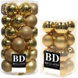 53x stuks kunststof kerstballen goud 4 en 6 cm glans/mat/glitter mix - Kerstversiering/boomversiering