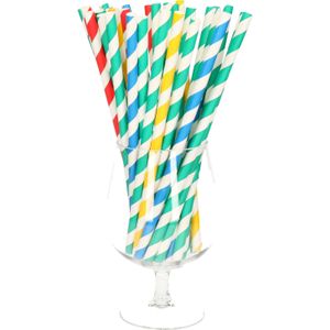 Duurzame papieren drinkrietjes gekleurd - 300x stuks - serie Pure
