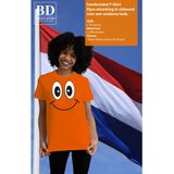 Bellatio Decorations Koningsdag T-shirt voor dames - smiley - oranje - feestkleding