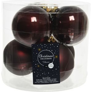 18x stuks kerstballen mahonie bruin van glas 8 cm - mat en glans - Kerstversiering/boomversiering