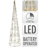 Verlichte LED kegel kerstbomen 2x st - 80 cm - goud