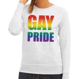 Gay pride regenboog tekst sweater grijs - lesbo sweater voor dames - gay pride