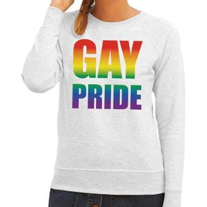 Gay pride regenboog tekst sweater grijs - lesbo sweater voor dames - gay pride