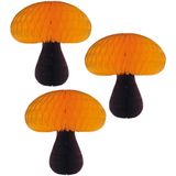 Set van 3x stuks hangdecoratie herfst thema paddenstoel 20 cm- herfst versiering feestartikelen - brandvertragend