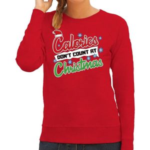 Foute Kersttrui / sweater - Calories dont count at Christmas - rood voor dames - kerstkleding / kerst outfit