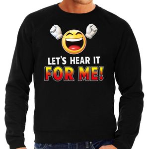 Funny emoticon sweater Lets hear it for me zwart voor heren -  Fun / cadeau trui