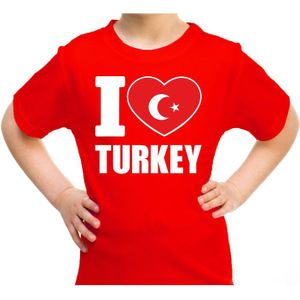 I love Turkey t-shirt rood voor kids - Turks landen shirt - Turkije supporters kleding
