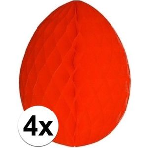 4x Decoratie paasei rood 10 cm - Paasversiering / Paasdecoratie