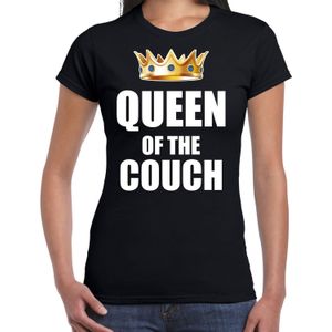 Queen of the couch t-shirt zwart voor dames - Woningsdag / Koningsdag - thuisblijvers / luie dag / relax shirtje