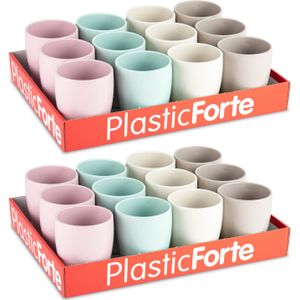 Plasticforte 24x Gekleurde drinkbekers/mokken - kunststof - 300 ml - onbreekbaar - Limonade bekers